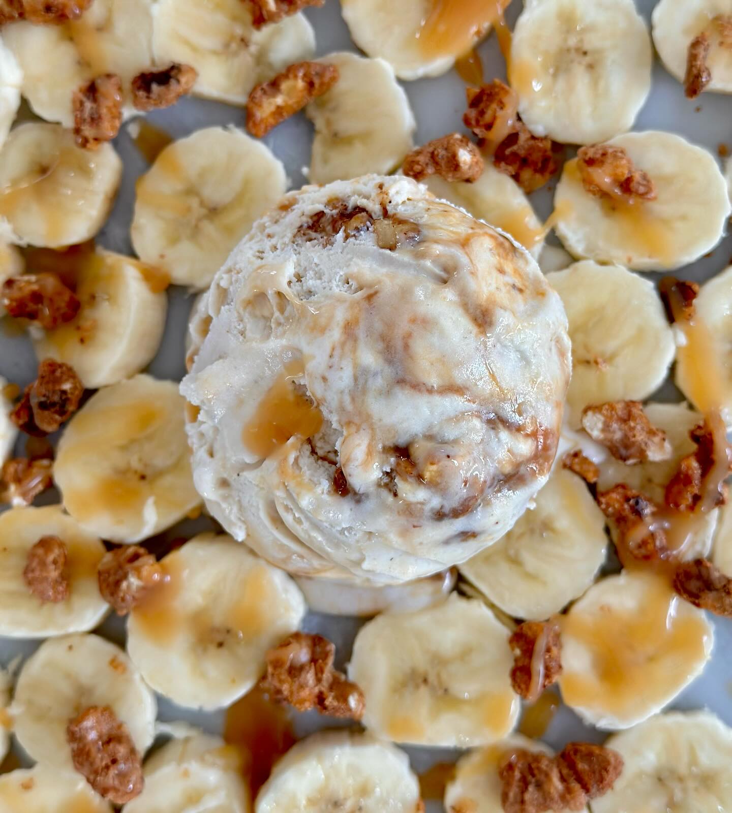 rosie's handcrafted ice cream in bananas foster flavor